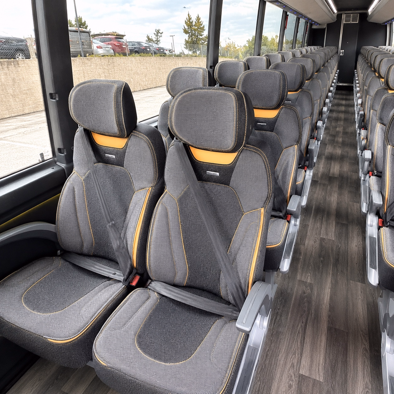 56 passenger charter bus inside