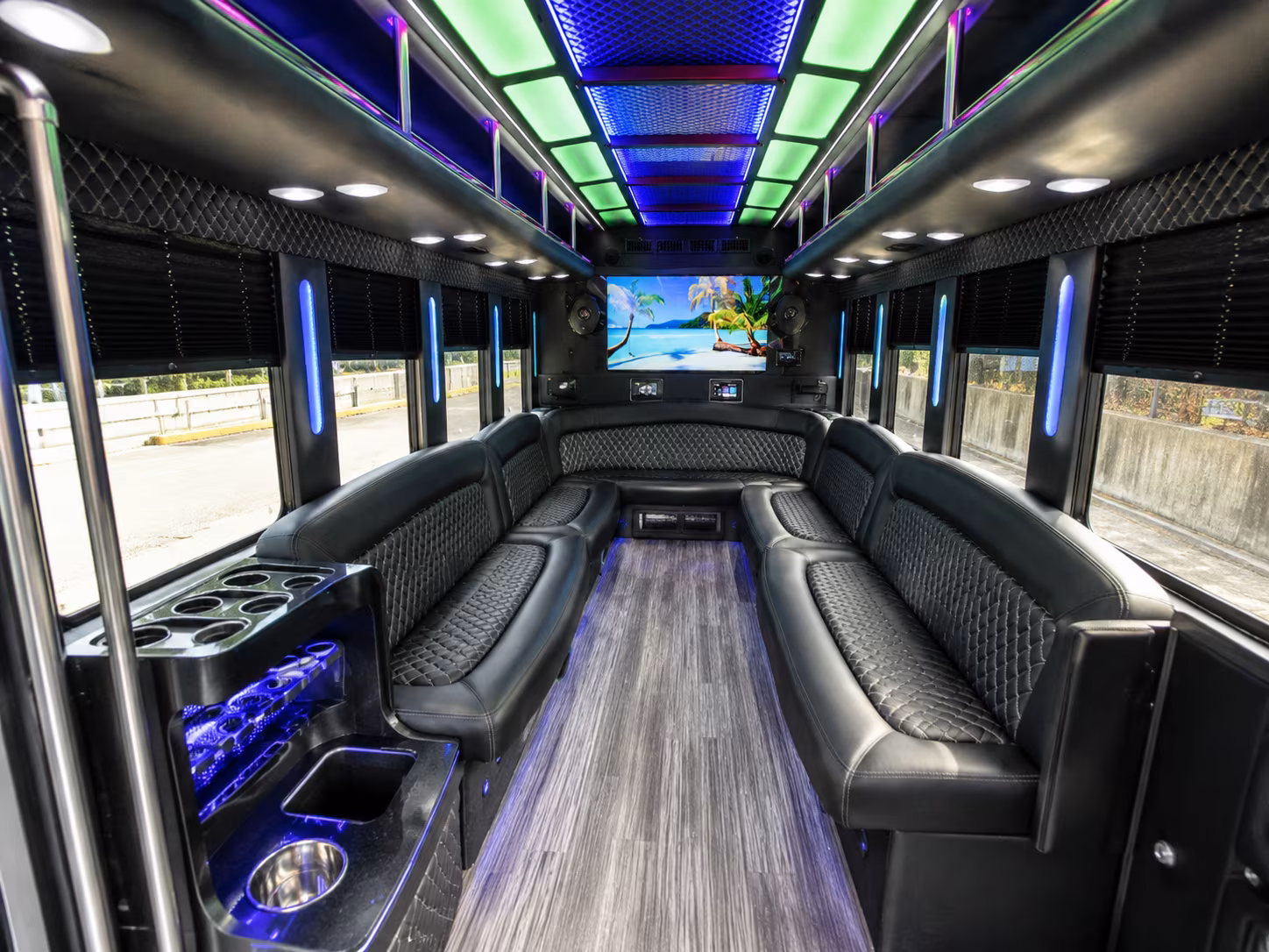 mesquite 18 passenger party bus inside