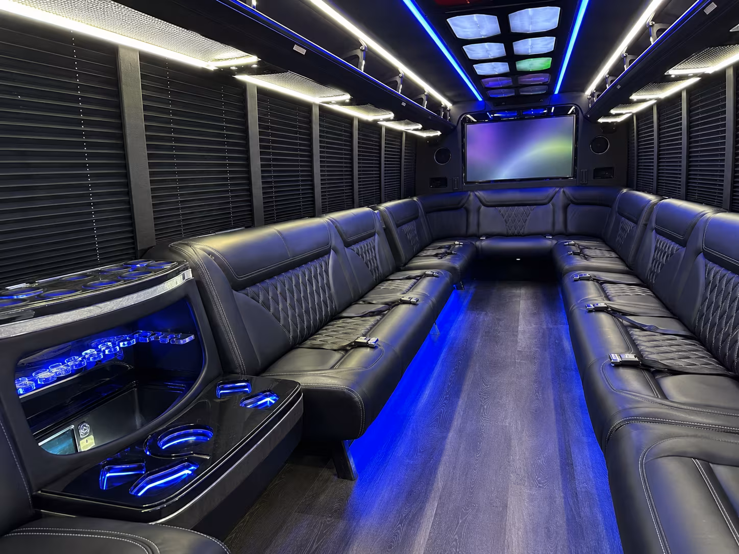 mesquite 20 passenger party bus inside