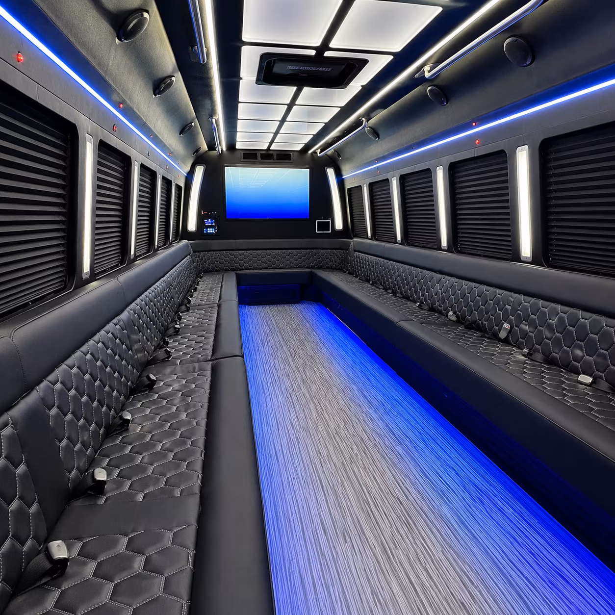 mesquite 50 passenger party bus inside